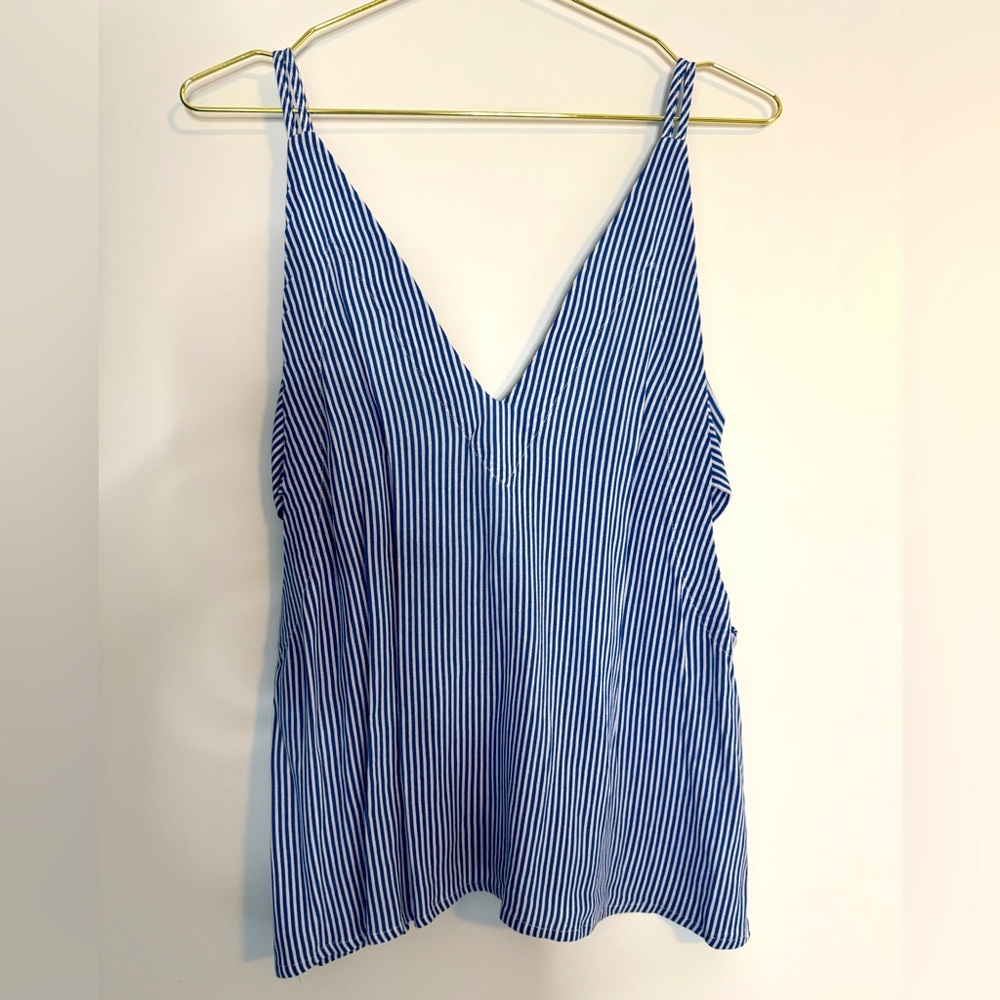 Lulus Adrift Blue & White Striped Tank, size XS